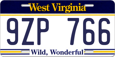 WV license plate 9ZP766