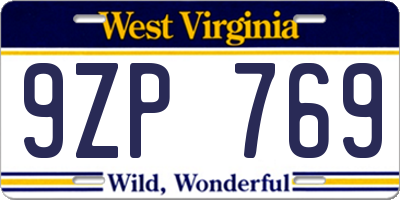 WV license plate 9ZP769