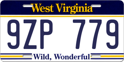 WV license plate 9ZP779