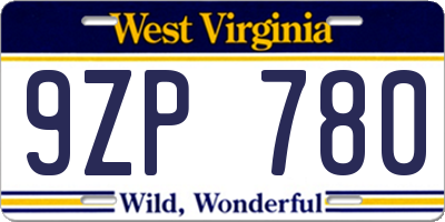 WV license plate 9ZP780
