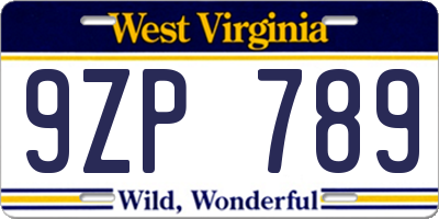 WV license plate 9ZP789
