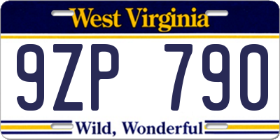 WV license plate 9ZP790