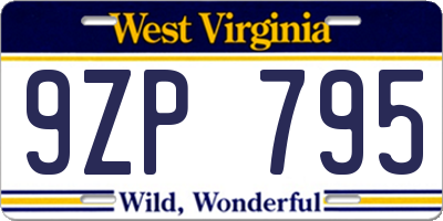 WV license plate 9ZP795