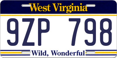 WV license plate 9ZP798