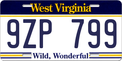 WV license plate 9ZP799