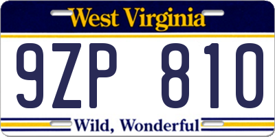 WV license plate 9ZP810