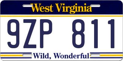 WV license plate 9ZP811