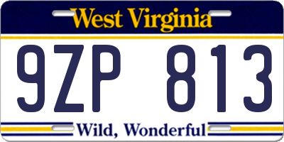 WV license plate 9ZP813