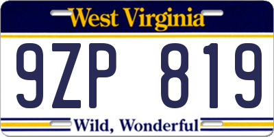 WV license plate 9ZP819