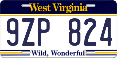 WV license plate 9ZP824