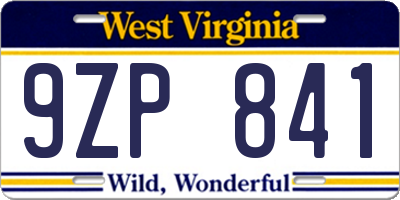 WV license plate 9ZP841