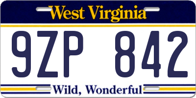 WV license plate 9ZP842