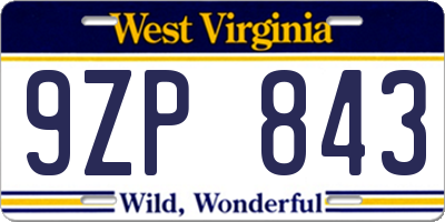 WV license plate 9ZP843