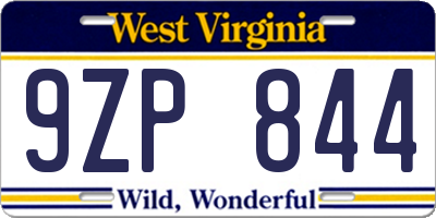 WV license plate 9ZP844