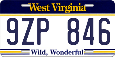 WV license plate 9ZP846