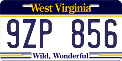WV license plate 9ZP856