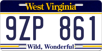 WV license plate 9ZP861