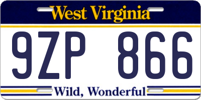 WV license plate 9ZP866