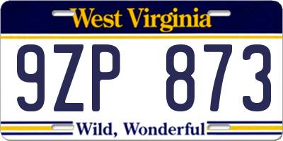 WV license plate 9ZP873