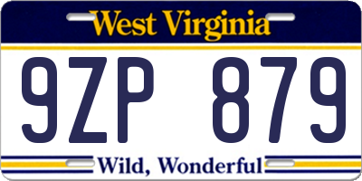 WV license plate 9ZP879