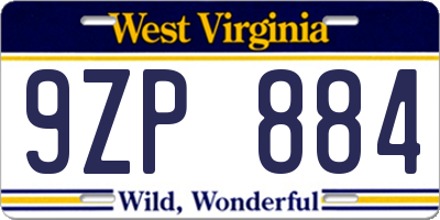 WV license plate 9ZP884