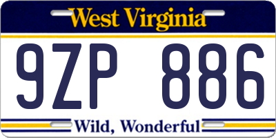 WV license plate 9ZP886
