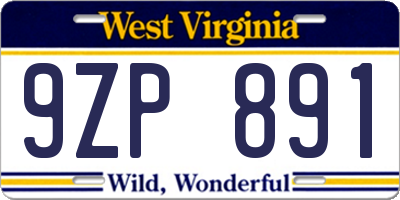WV license plate 9ZP891