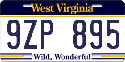 WV license plate 9ZP895