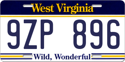 WV license plate 9ZP896