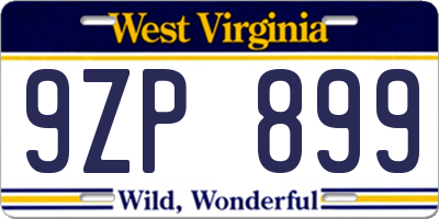 WV license plate 9ZP899