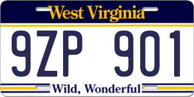WV license plate 9ZP901