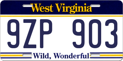WV license plate 9ZP903