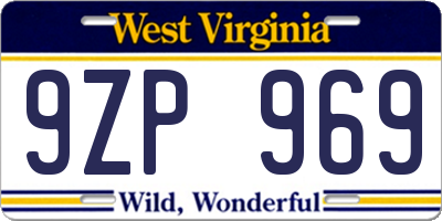 WV license plate 9ZP969