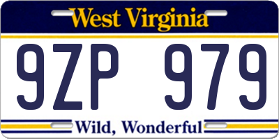 WV license plate 9ZP979