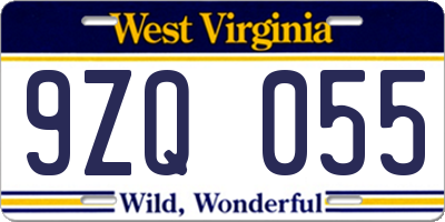 WV license plate 9ZQ055