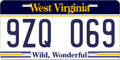 WV license plate 9ZQ069