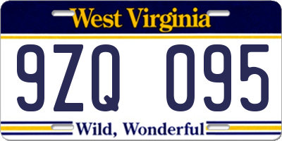 WV license plate 9ZQ095