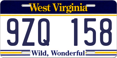 WV license plate 9ZQ158
