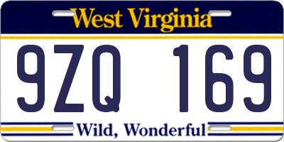 WV license plate 9ZQ169