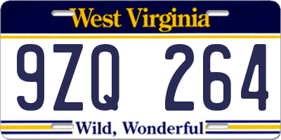 WV license plate 9ZQ264