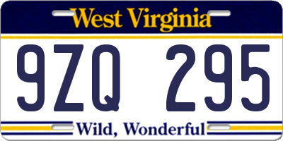 WV license plate 9ZQ295