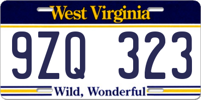 WV license plate 9ZQ323