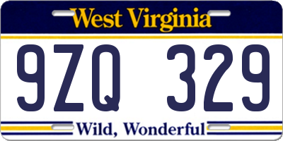 WV license plate 9ZQ329