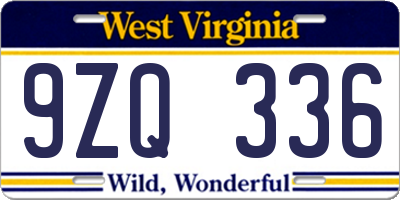 WV license plate 9ZQ336
