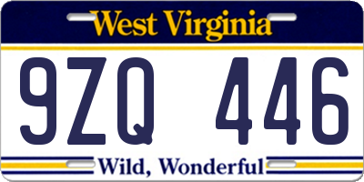 WV license plate 9ZQ446