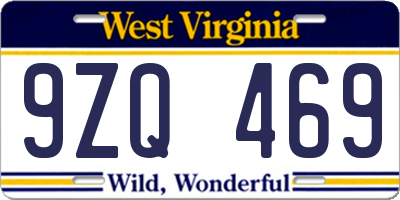 WV license plate 9ZQ469
