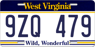 WV license plate 9ZQ479
