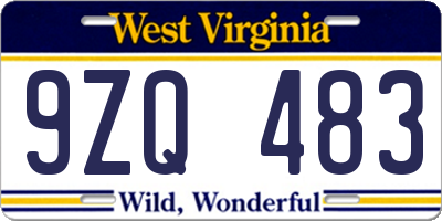 WV license plate 9ZQ483