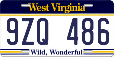 WV license plate 9ZQ486
