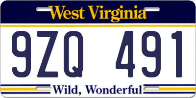 WV license plate 9ZQ491